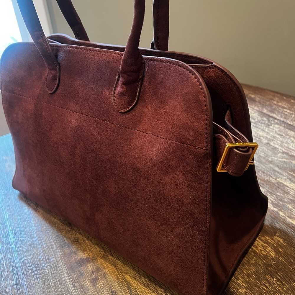 The Row Burgundy Suede Tote Bag